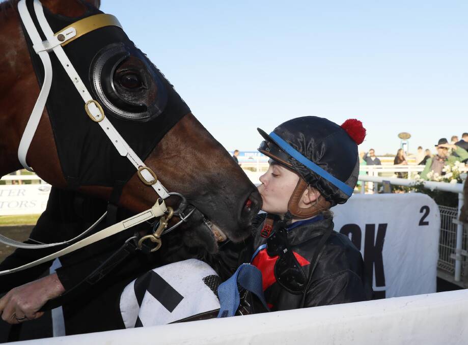 Winona Costin with Mnementh after their Wagga Town Plate win this year. Picture by Les Smith