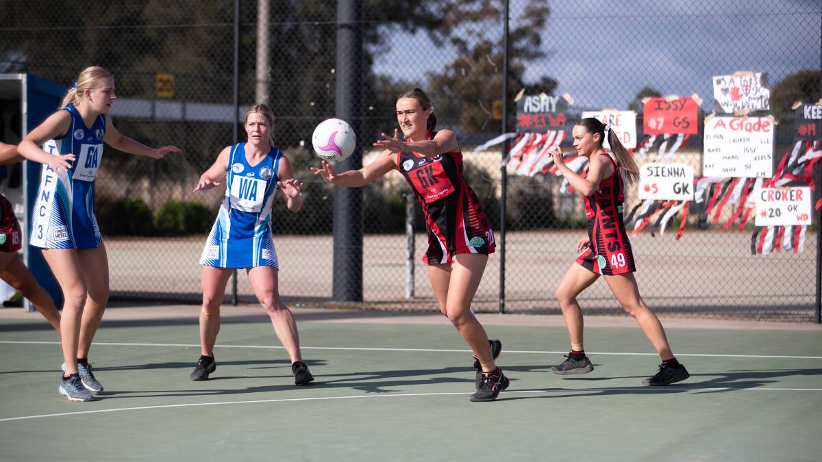 Last year's Farrer League A grade netball grand final between Temora and North Wagga at Robertson Oval, with the courts right next to the Jim Elphick Tennis Centre courts. Picture by Madeline Begley