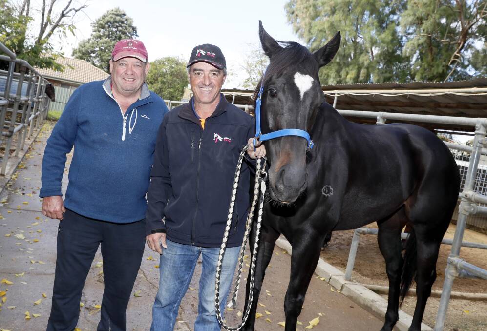 Noel Penfold and Scott Spackman with Rocket Tiger last year. Penfold has moved the horse to Wangaratta to be trained by Ben Brisbourne. Picture by Les Smith