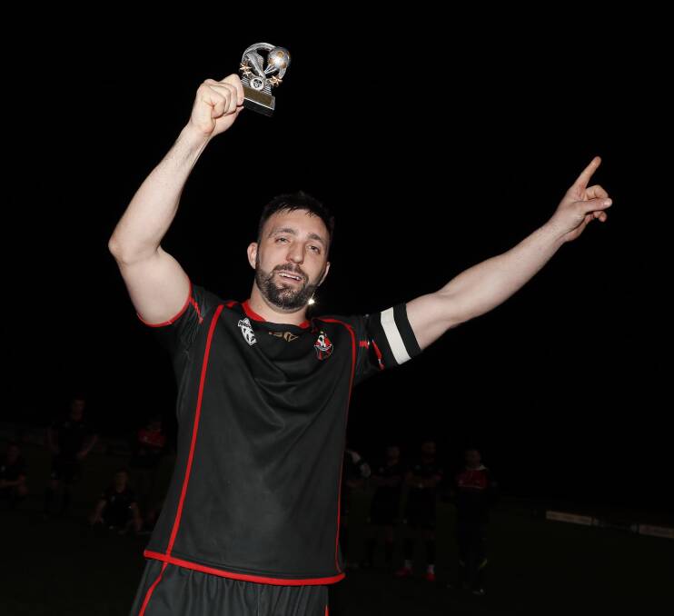 Leeton United striker Adam Raso was awarded Player of the Final after his four-goal effort against Hanwood in the Pascoe Cup grand final on Sunday. Picture by Les Smith
