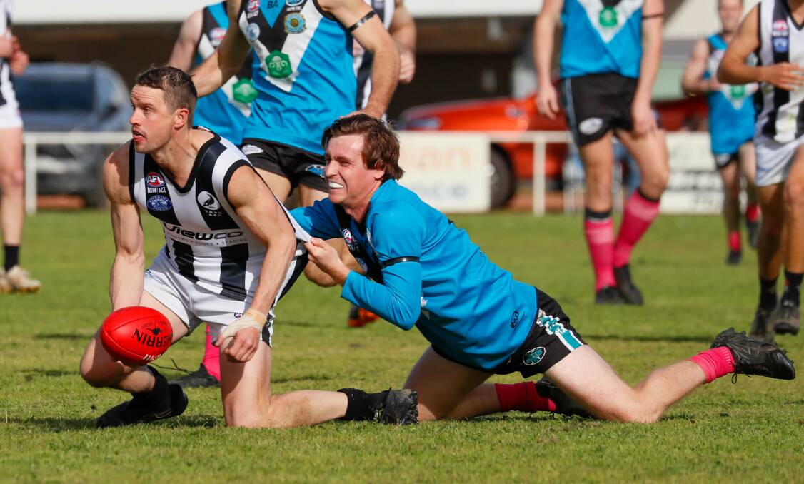 Todd Hannam, pictured against Northern Jets a couple of weeks ago, kicked five goals for The Rock-Yerong Creek on Saturday. Picture by Les Smith