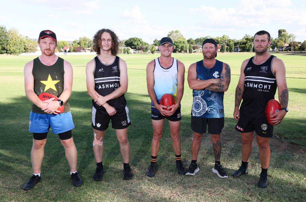 Steve Johnston, Preston Oakman, Jaiden Burkinshaw, Mark Flack and Jack Brooks will all be fresh faces at The Rock-Yerong Creek this season. Picture by Les Smith