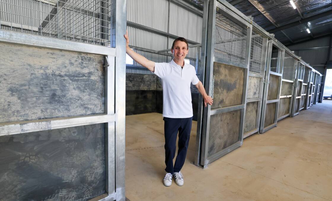 Accomplished Wagga jockey Danny Beasley showcases his new training base on Tuesday after making the decision to retire from race riding. Picture by Les Smith