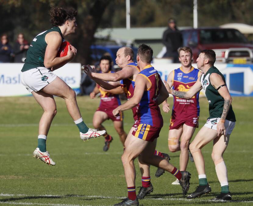Tim Oosterhoff in action for Coolamon against Ganmain-Grong Grong-Matong at Kindra Park this year. Picture by Les Smith