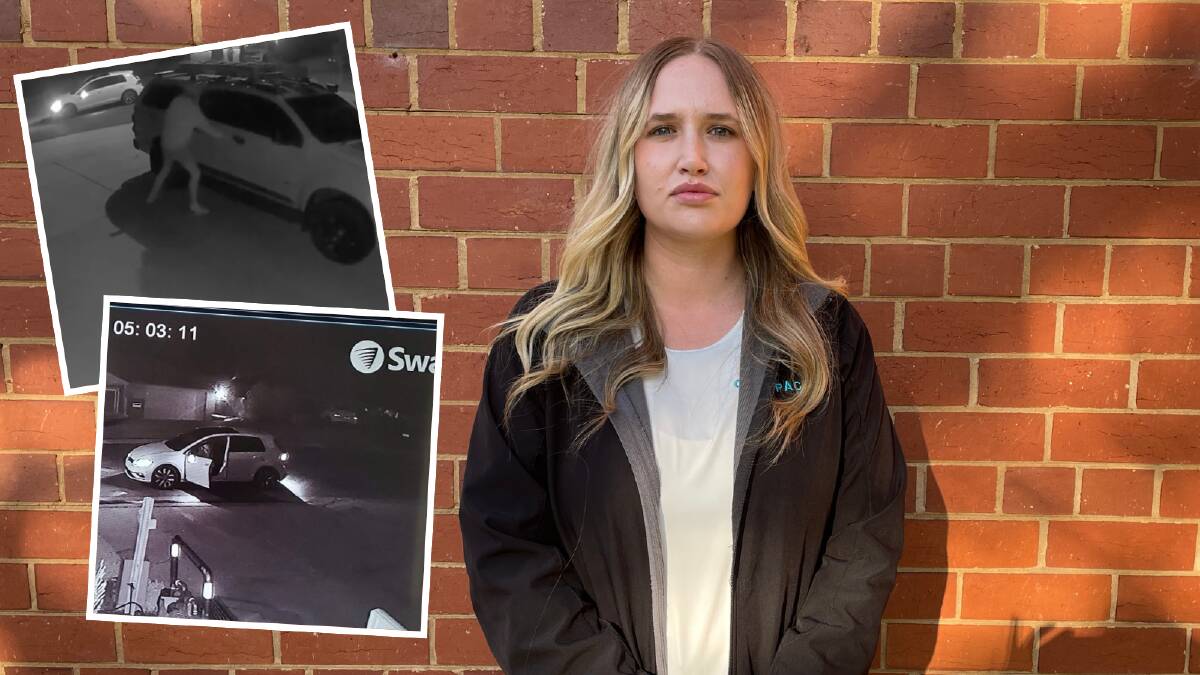 Boorooma's Scarlett Mangelsdorf is one of several people who had their car broken into on Sunday night, with residents sharing home CCTV images and footage of strangers lurking on their property. Picture by Taylor Dodge