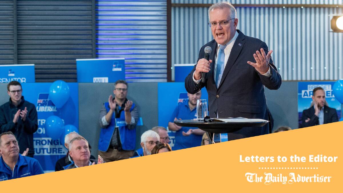 Then-prime minister Scott Morrison speaks at a Liberal Party gathering in Tasmania in 2022. Picture by Phillip Biggs