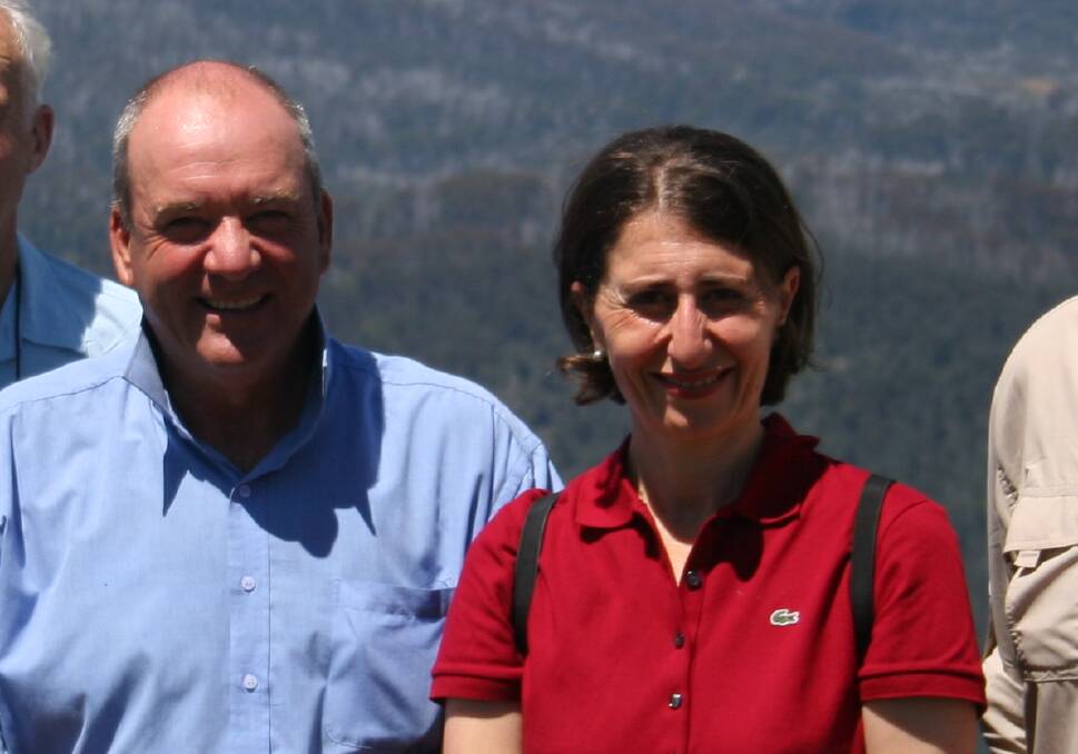 Then Wagga MP Daryl Maguire and transport minister Gladys Berejiklian on the 2015 Tumbatrek. Picture from file