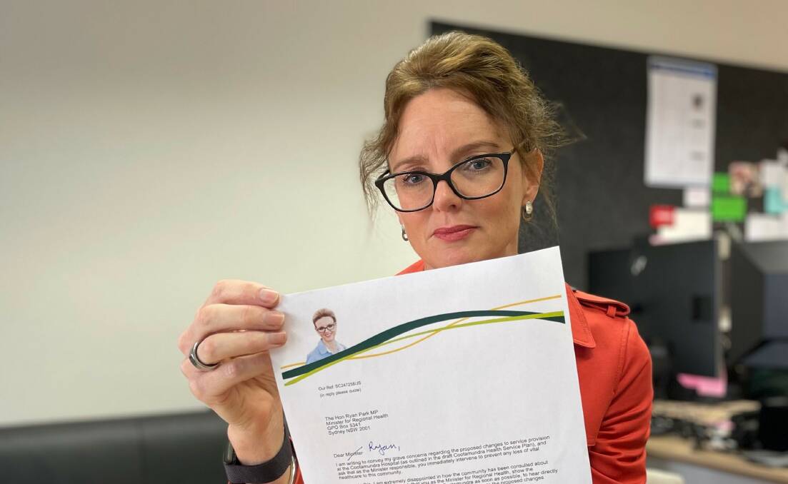 Member for Cootamundra Steph Cooke has written to NSW health minister Ryan Park over proposed changes in the Cootamundra Health Services plan. Picture supplied