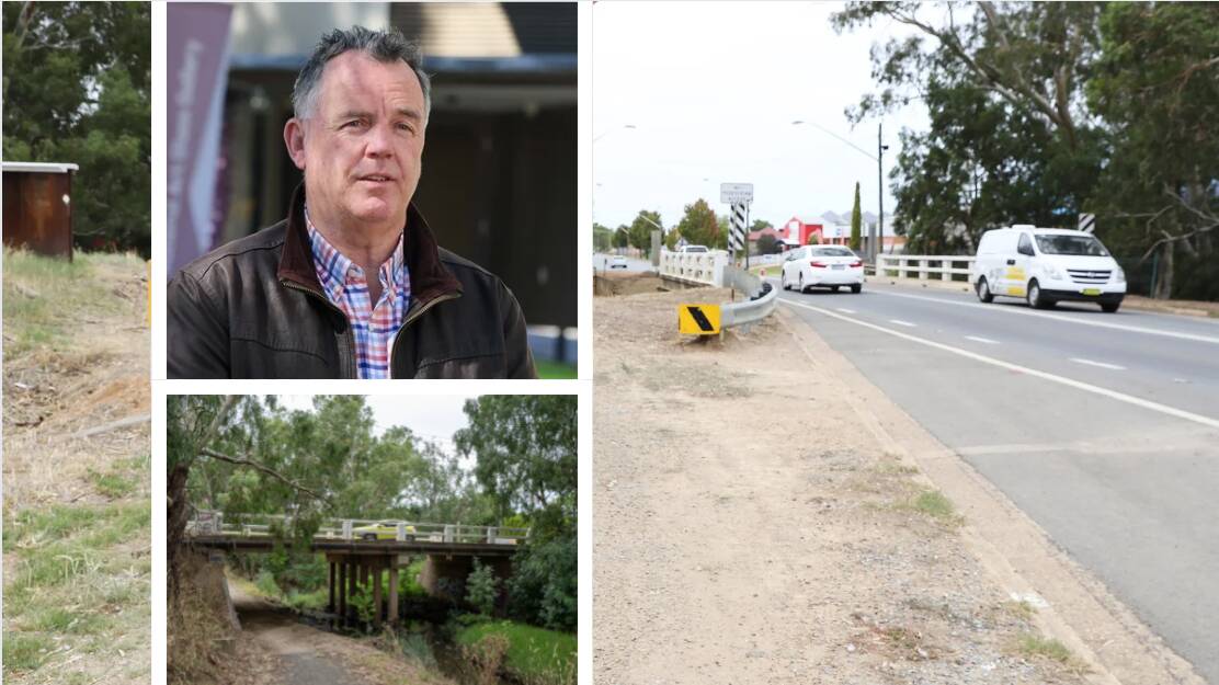 Wagga mayor Dallas Tout is relieved to finally see some movement on timelines for the Marshalls Creek Bridge replacement. File images