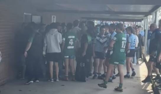 Part of the incident after the Weissel Cup game between Tumut and Brothers at Twickenham on Sunday.