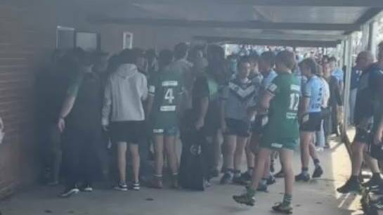 Part of the off-field brawl after the Weissel Cup game at Twickenham last month.