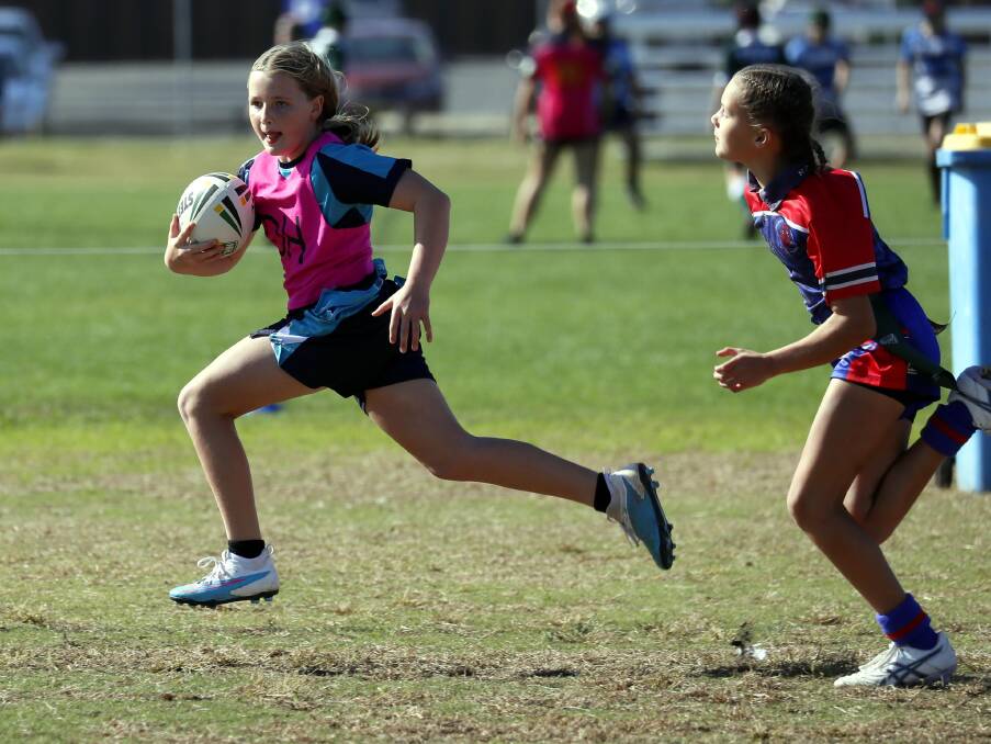 Lacey Grocott races away for Estella Public School during the first non-competitive Mortimer Shield gala day at Paramore Park on Saturday. Picture by Les Smith