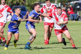 Grant Hughes put in another strong performance for Temora scoring a double in their 52-10 win over Brothers at Nixon Park on Saturday. Picture by Les Smith