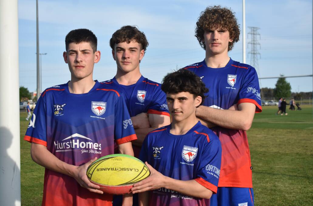 Mason Mescia, Preston Schultz, Joe Oliver and Cody Plum are looking to help Kangaroos to victory in the Sullivan Cup grand final on Sunday. Picture by Courtney Rees