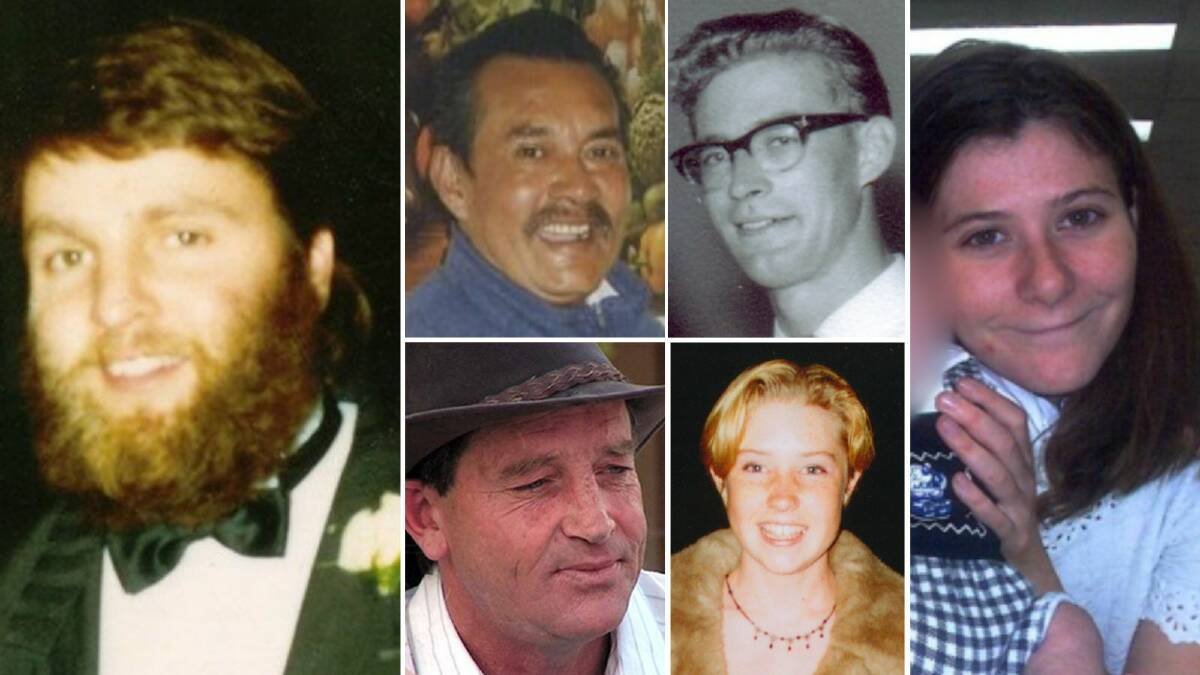 Families of missing persons (clockwise) Clifford Parker, Rafael Vanegas, Donald Farthing, Amber Haigh, Niamh Maye, and Andrew Bourke are still waiting for answers. Pictures by NSW Police 