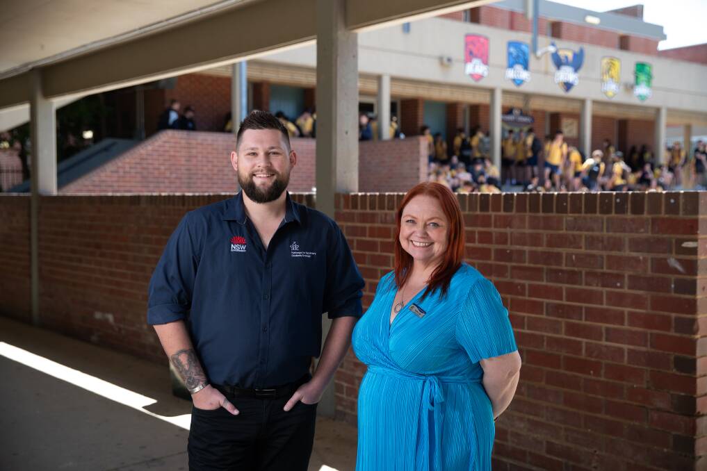 Pathways Strategy Engagement Officer Kyle Breust and Kooringal High School deputy principal Bindee Jobe are relishing the success of a new pilot program set to mentor students. Picture by Madeline Begley 