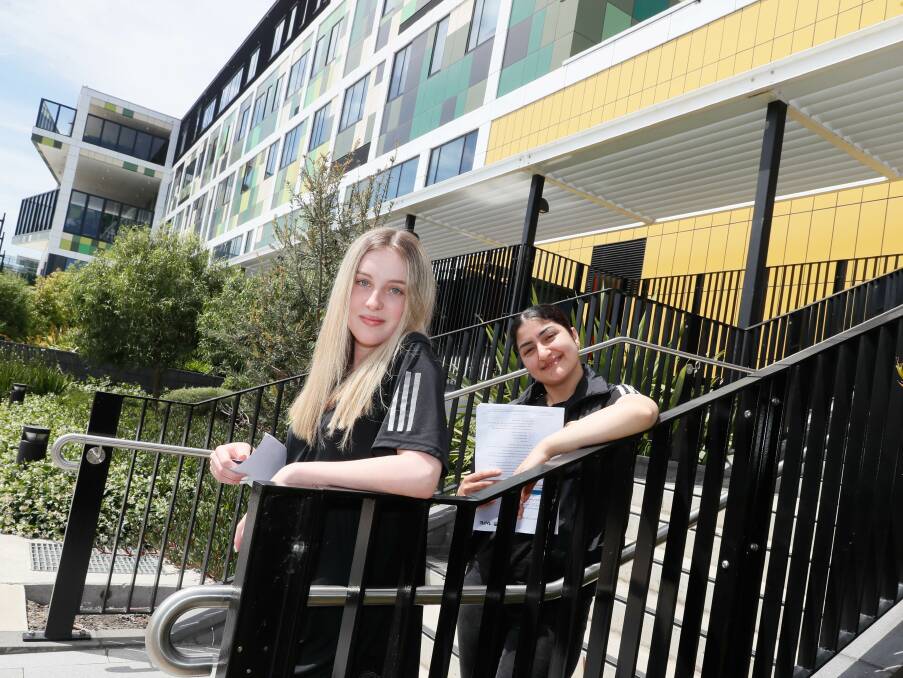 Year 10 Mount Austin High School students Isabella Murphy and Berivan Qari are among those taking on a two year traineeship with the MLHD. Picture by Les Smith