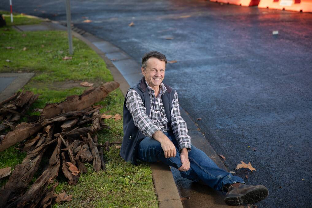 Wagga-based Cultural Heritage Conservator Robert Cooke believes timber found under Trail Street is that of a ford from the 1870s. Picture by Madeline Begley 
