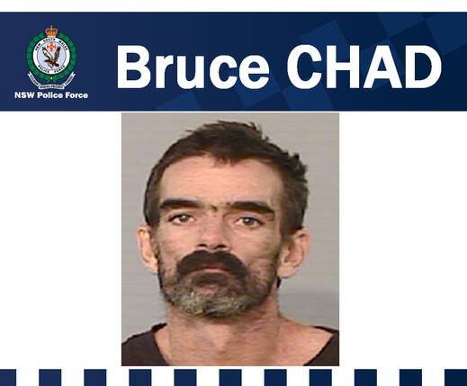 Wanted man Bruce Chad, 37, is known to frequent the Wagga area. Picture by NSW police