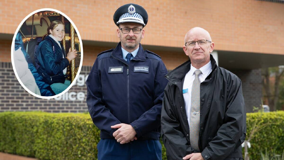 Insert: Niamh Maye. Riverina Police District Commander, Superintendent Andrew Spliet with officer in charge Detective Senior Constable Michael Parker. Picture by Madeline Begley
