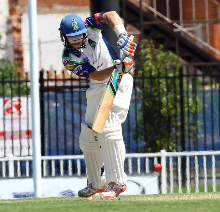 MAMMOTH EFFORT: Captain Jon Nicoll scored 152 not out on Saturday to bring Wagga City's total up to 297 runs against the Kooringal Colts. Picture: Laura Hardwick