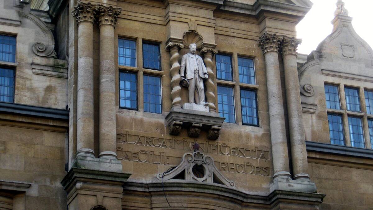 Cecil Rhodes' statue at Oxford University.