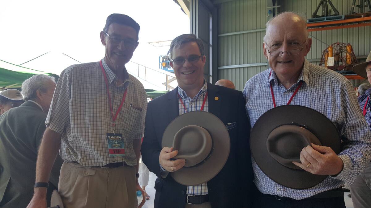 Temora mayor Rick Firman with Sir Angus Houston and former deputy prime minister Tim Fischer. Picture: Supplied