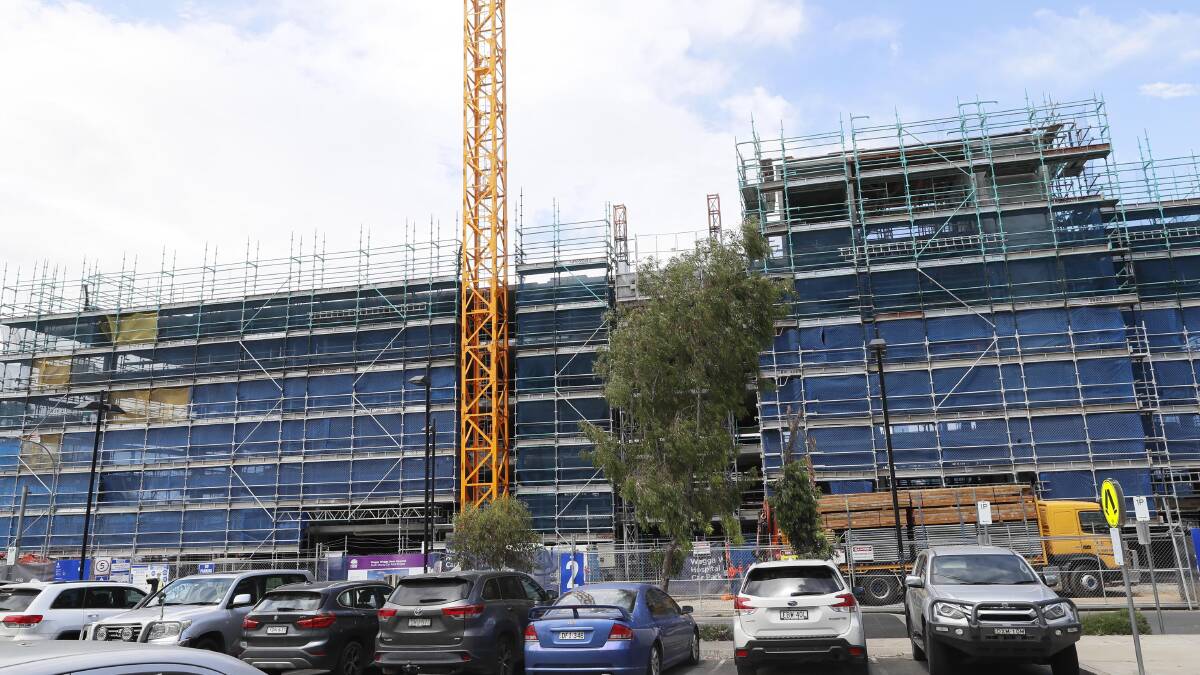The multi-storey car park currently under construction at Wagga Base Hospital. Picture by Les Smith