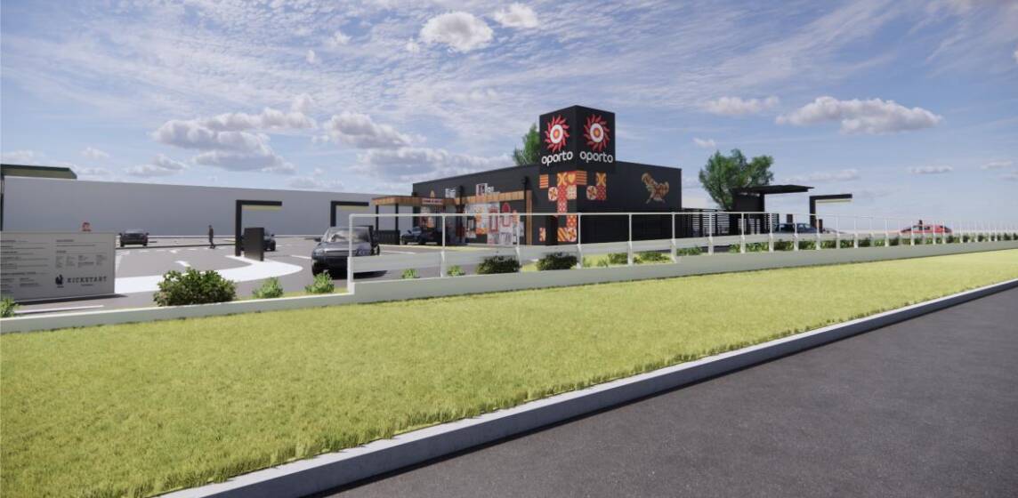 An artist's impression of the proposed Wagga Oporto store, as seen from the intersection of Hammond Avenue and Kooringal Road. Picture by nettletontribe architects