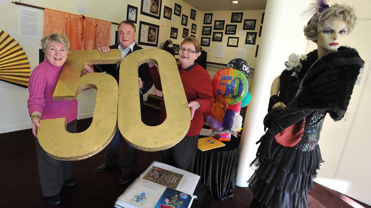 Louise and Denis Blackett and Nancy Blacklow celebrate 50 years of the Civic Theatre. Picture: Les Smith